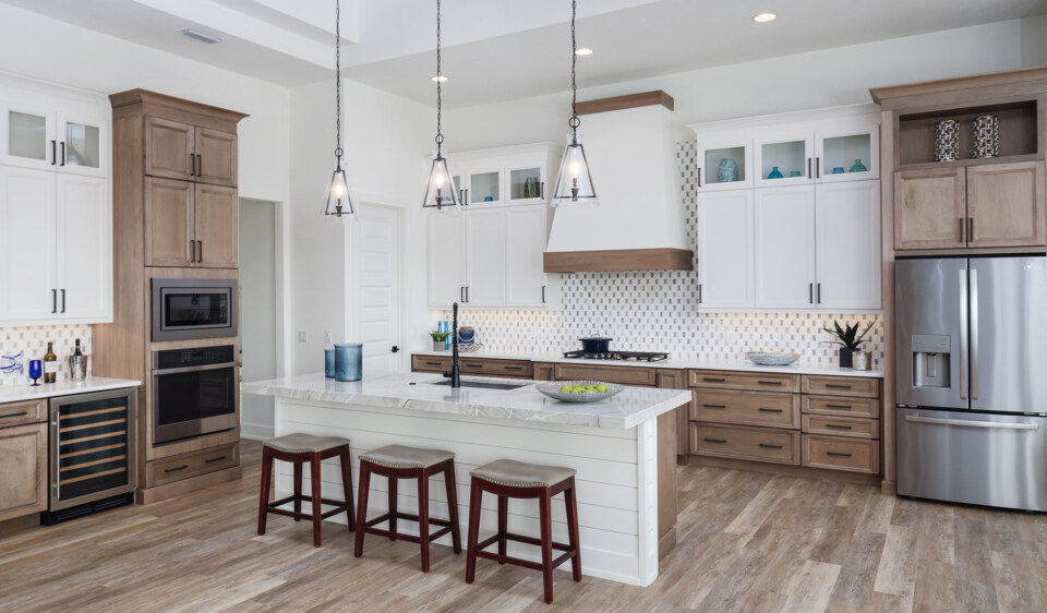 Norfolk in Vintage Natural & Bright White Island- Norfolk, Vintage Natural Created by Carson Cabinetry