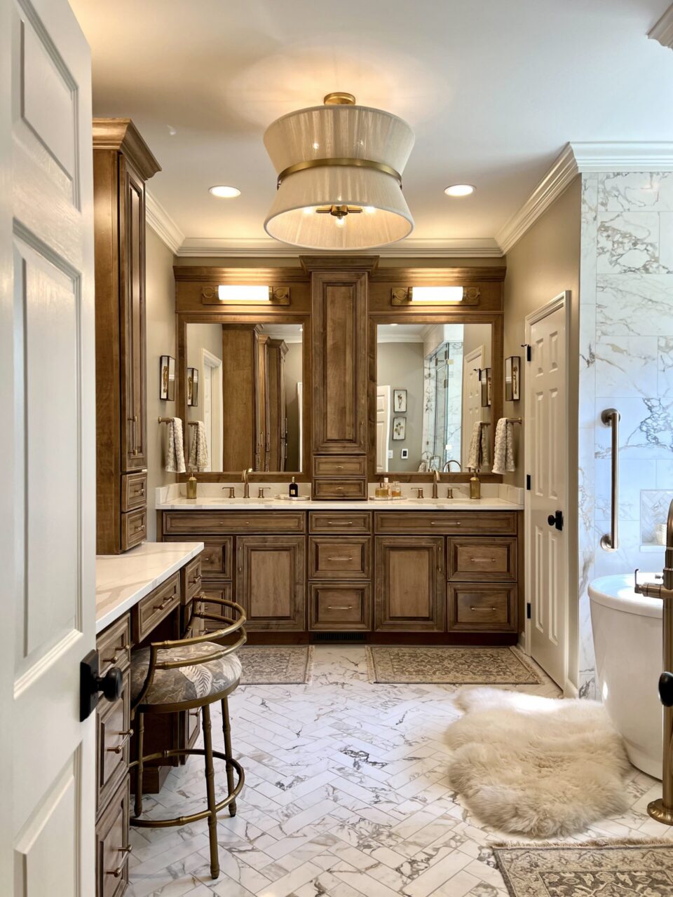 Created by The Cabinet Corner @thecabinetcorner Door Style/Finish: Lawrence door in Cognac
